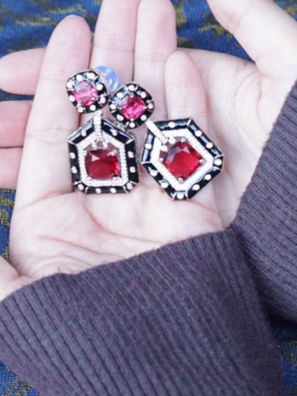 Aura Red Enamel Earrings